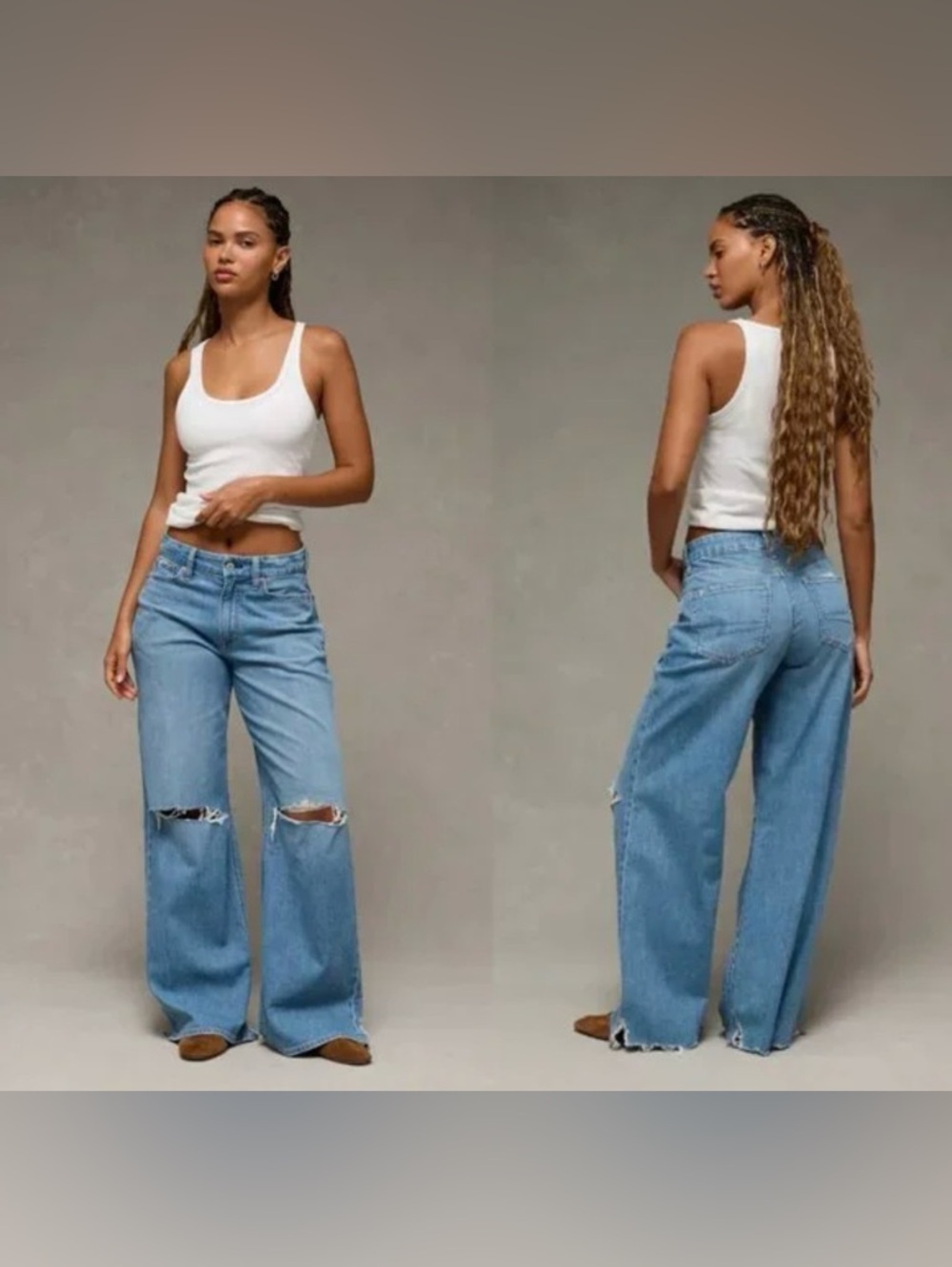 American Eagle Outfitters Light Blue Flare Wide-Leg Jeans